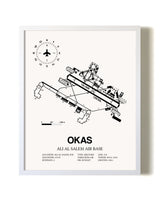 Ali Al Salem Air Base airport map poster in oak frame