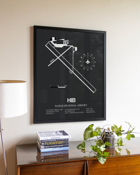 Gray Framed Range Regional Airport wall art poster in black frame