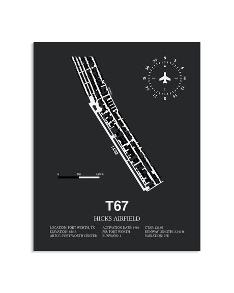 Gray Framed Hicks Airfield layout wall art poster