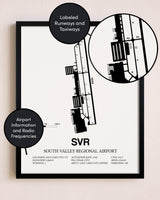 Framed South Valley Regional Airport layout wall art poster
