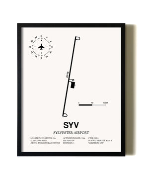 Framed Sylvester Airport wall art poster in black frame