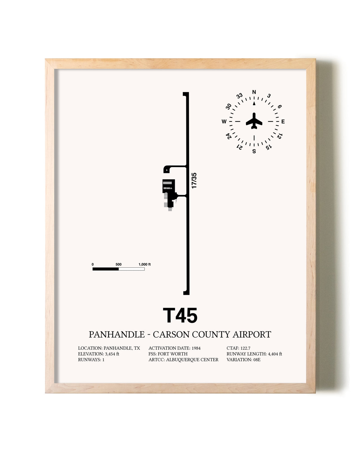 Panhandle-Carson County Airport framed wall art in white frame