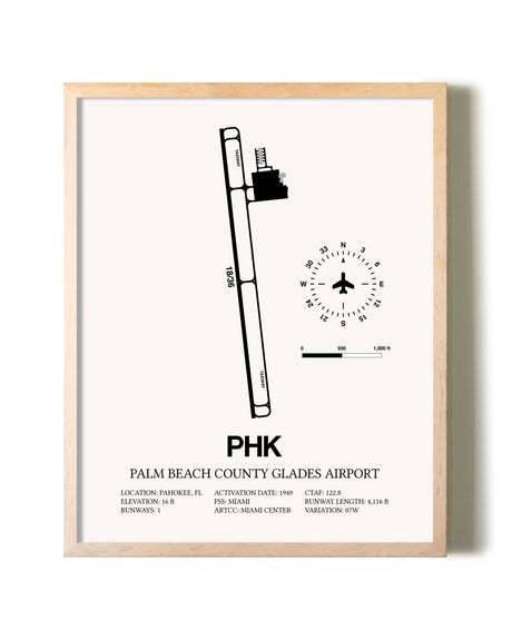 Palm Beach County Glades Airport framed wall art in white frame