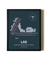 Slate Framed Harry Reid International Airport wall art poster in black frame
