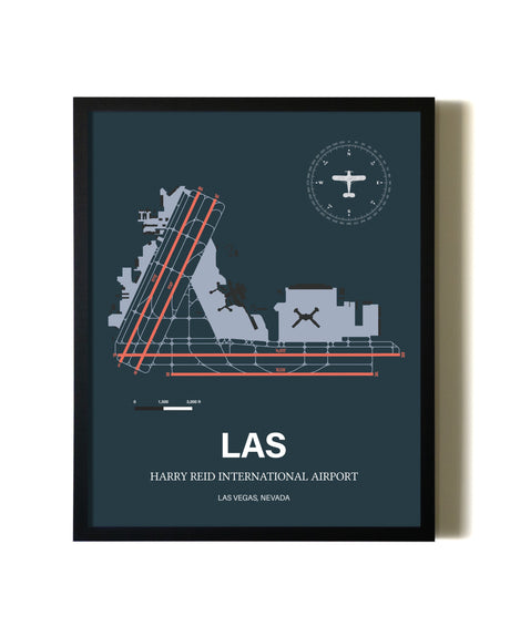 Slate Framed Harry Reid International Airport wall art poster in black frame