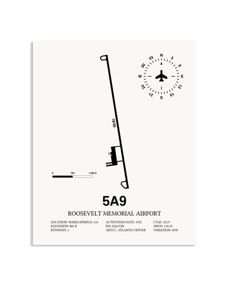 Gray Roosevelt Memorial Airport framed poster displayed in an airplane hangar