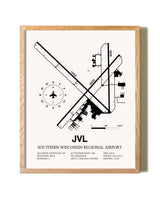 Southern Wisconsin Regional Airport framed print in natural wood frame