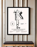 Fort Worth Naval Air Station JRB (Carswell Field) Airport framed poster displayed in an airplane hangar