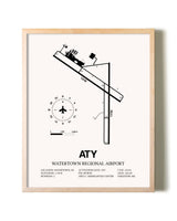 Watertown Regional Airport framed wall art in white frame