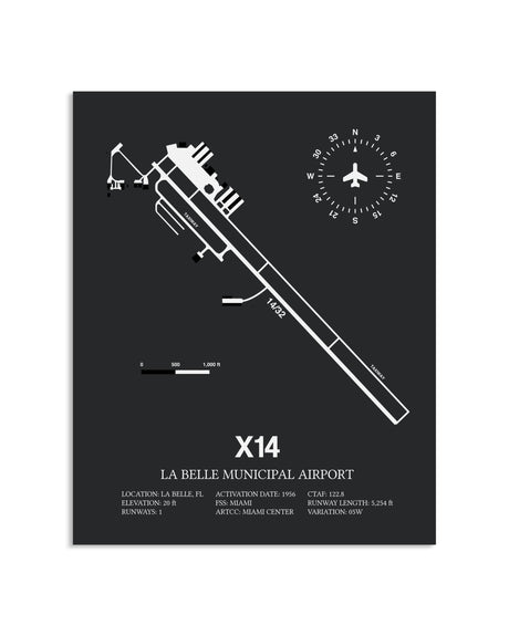 Gray Framed La Belle Municipal Airport layout wall art poster