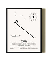 Framed Cape Canaveral Space Force Station Skid Strip Airport wall art poster in black frame