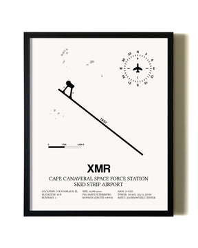 Framed Cape Canaveral Space Force Station Skid Strip Airport wall art poster in black frame