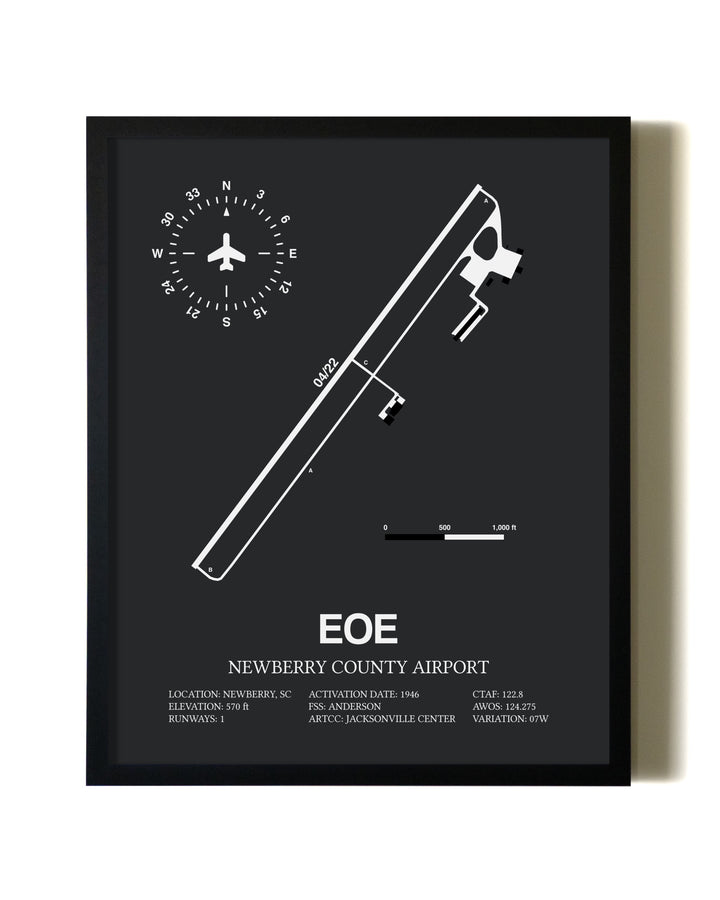 Unframed Newberry County Airport map print poster