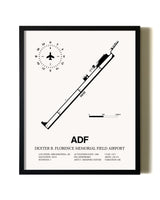 Framed Dexter B. Florence Memorial Field Airport wall art poster in black frame