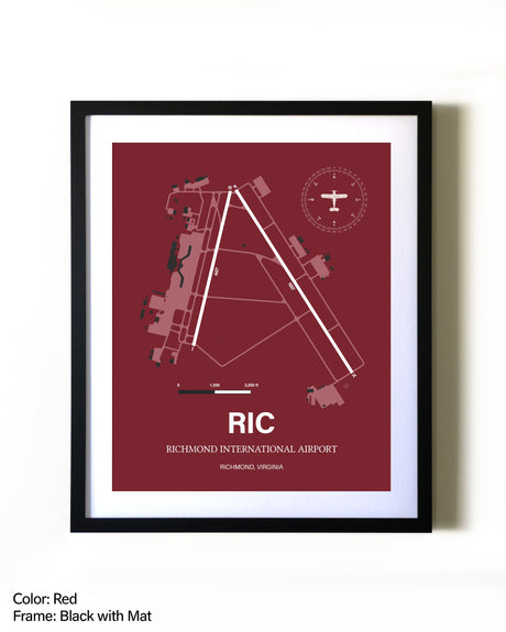 Richmond International Airport aviation wall décor in black wood frame