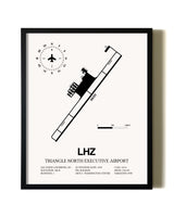 Framed Triangle North Executive Airport wall art poster in black frame
