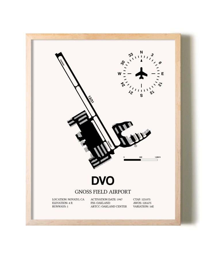 Gnoss Field Airport framed wall art in white frame