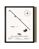 Framed Perry County Municipal Airport wall art poster in black frame
