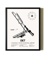 Framed Coleman A. Young Municipal Airport wall art poster in black frame