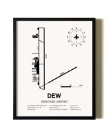 Framed Deer Park Airport wall art poster in black frame
