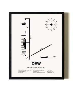 Framed Deer Park Airport wall art poster in black frame