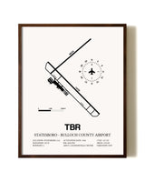 Statesboro-Bulloch County Airport aviation print in walnut frame