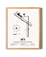 Watertown Regional Airport framed print in natural wood frame