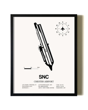 Framed Chester Airport wall art poster in black frame