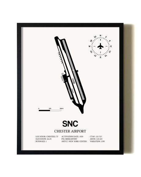 Framed Chester Airport wall art poster in black frame
