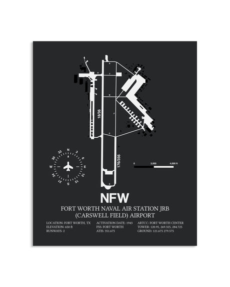 Gray Framed Fort Worth Naval Air Station JRB (Carswell Field) Airport layout wall art poster
