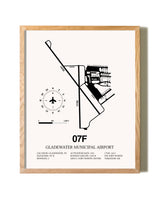 Gladewater Municipal Airport framed print in natural wood frame
