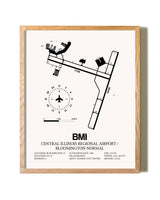 Central Illinois Regional Airport / Bloomington-Normal framed print in natural wood frame