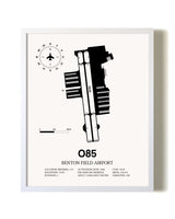 Benton Field Airport airport map poster in oak frame
