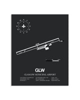 Gray Framed Glasgow Municipal Airport layout wall art poster