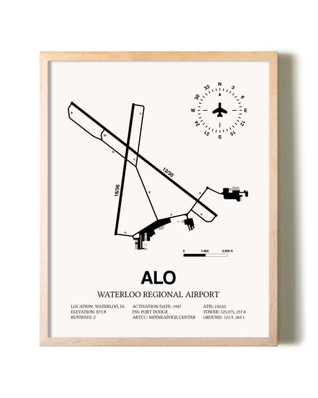 Waterloo Regional Airport framed wall art in white frame