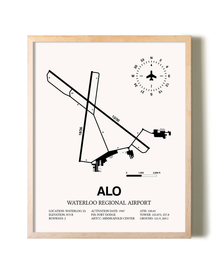 Waterloo Regional Airport framed wall art in white frame