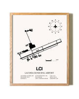 Laconia Municipal Airport framed print in natural wood frame