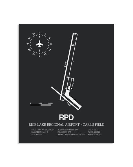 Gray Framed Rice Lake Regional Airport-Carl's Field layout wall art poster