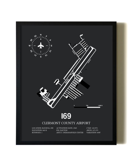 Unframed Clermont County Airport map print poster