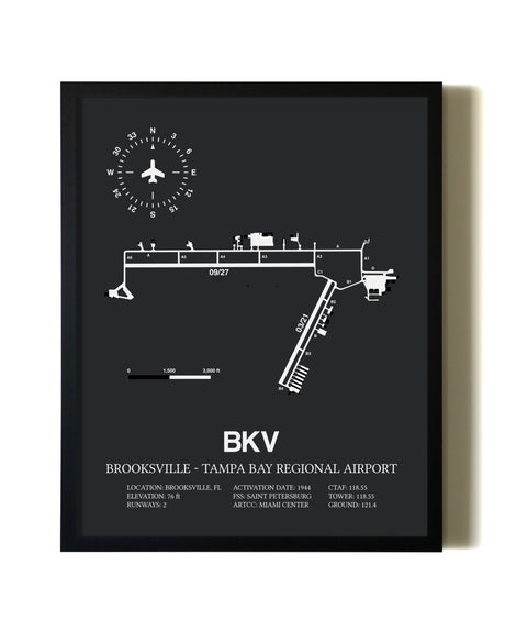 Unframed Brooksville-Tampa Bay Regional Airport map print poster