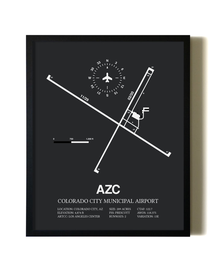 Unframed Colorado City Municipal Airport map print poster