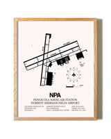 Pensacola Naval Air Station (Forrest Sherman Field) Airport framed print in natural wood frame