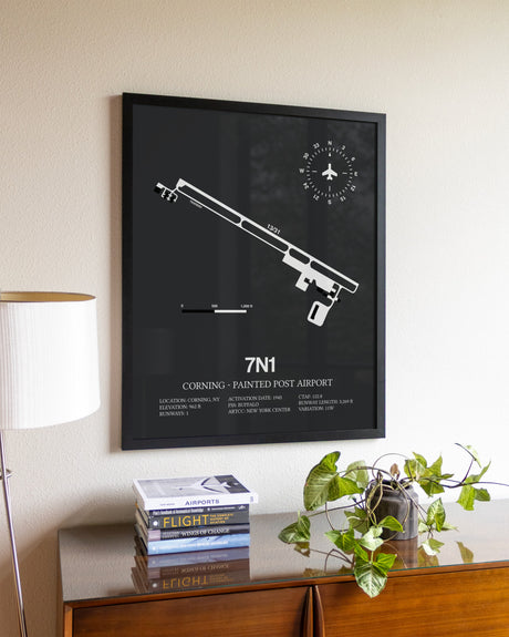 Gray Framed Corning - Painted Post Airport wall art poster in black frame