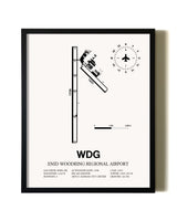 Framed Enid Woodring Regional Airport wall art poster in black frame