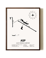 Alice Springs Airport aviation print in walnut frame