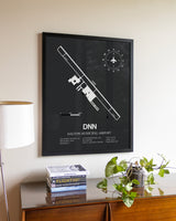 Gray Framed Dalton Municipal Airport wall art poster in black frame