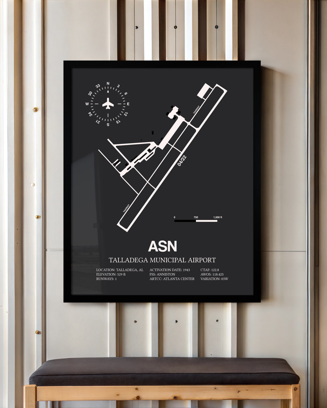 Frame color options for Talladega Municipal Airport Wall Art