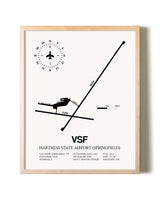 Hartness State Airport (Springfield) framed wall art in white frame