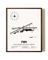 Four Corners Regional Airport aviation print in walnut frame