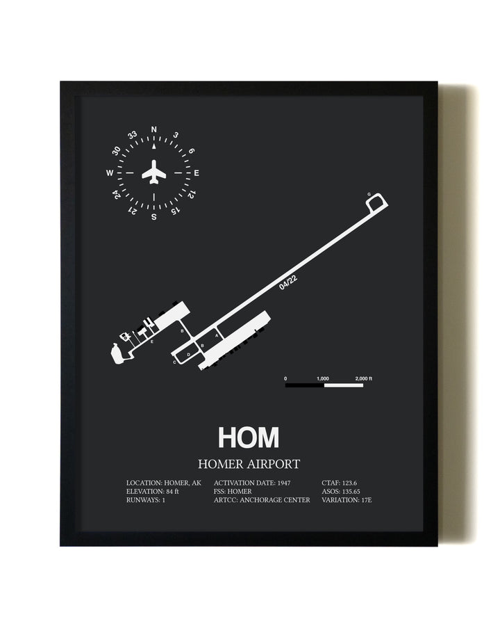 Unframed Homer Airport map print poster